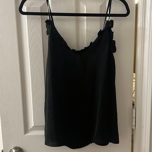 black ruffle tank